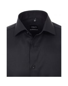 001880-800 venti zwart overhemd modern fit pasvorm en strijkvrij kent kraag enkel manchetten