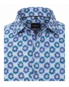 103366300-100 venti blauw all over print overhemd modern fit