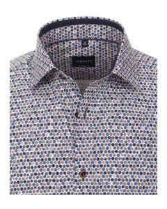 103367100-200 venti bruin blauw print overhemd modern fit 