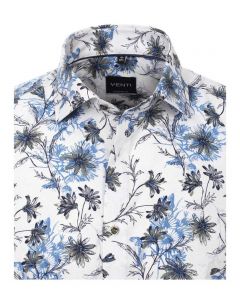 103369400-100 blauw groen all over print overhemd Venti modern fit