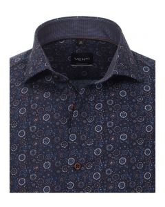 193318600-100 venti navy bruin print overhemd