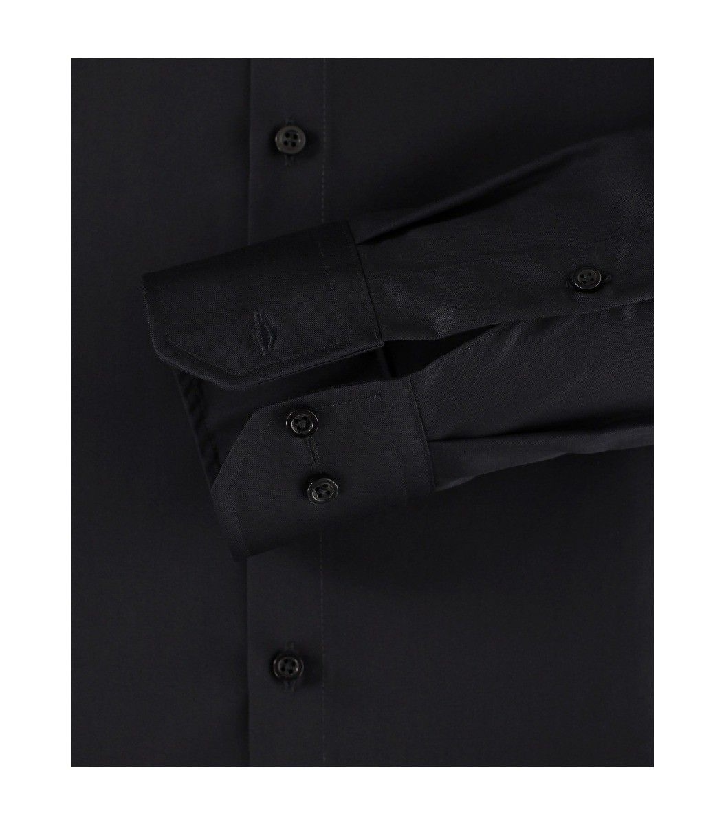 001880-800 venti zwart overhemd modern fit pasvorm en strijkvrij kent kraag enkel manchetten