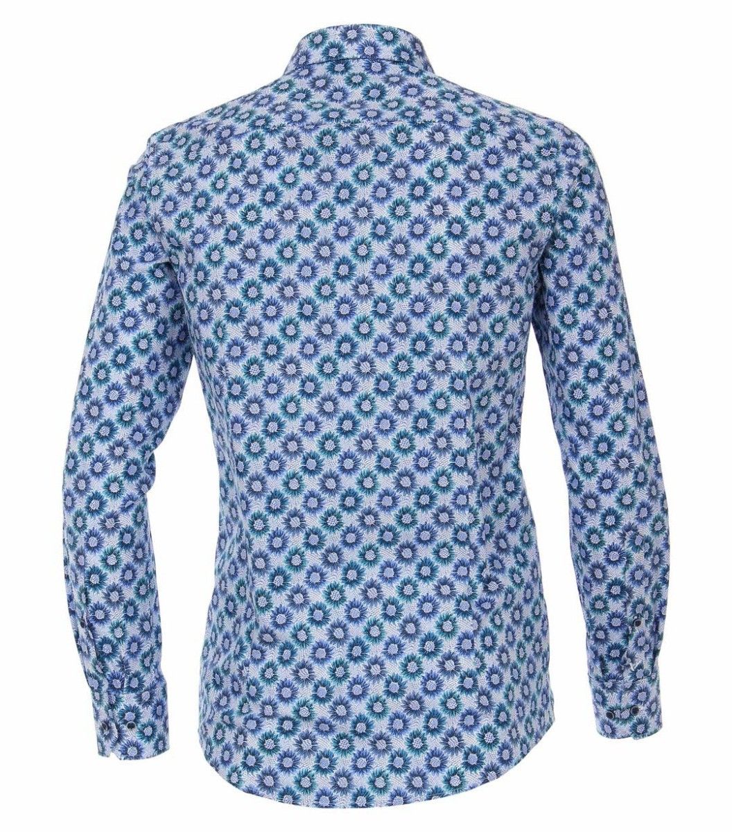 103366300-100 venti blauw all over print overhemd modern fit