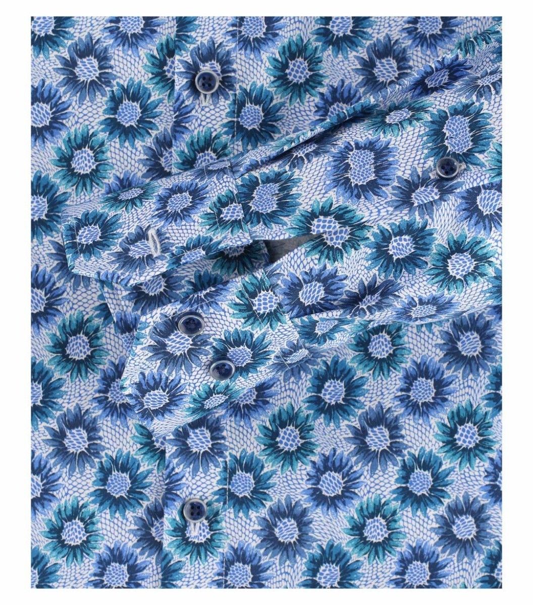 103366300-100 venti blauw all over print overhemd modern fit