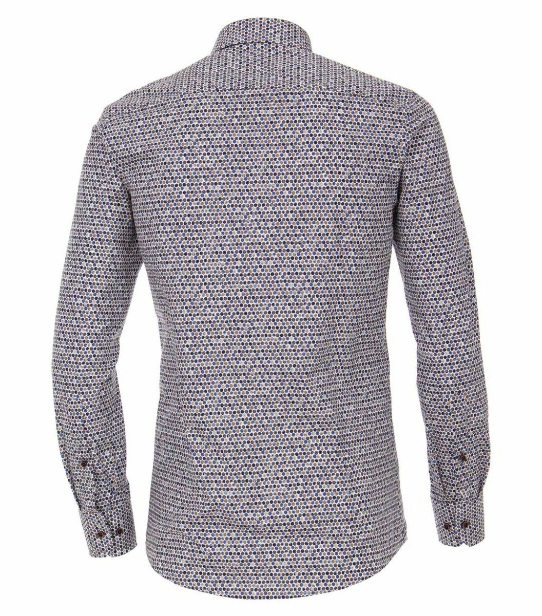 103367100-200 venti bruin blauw print overhemd modern fit 
