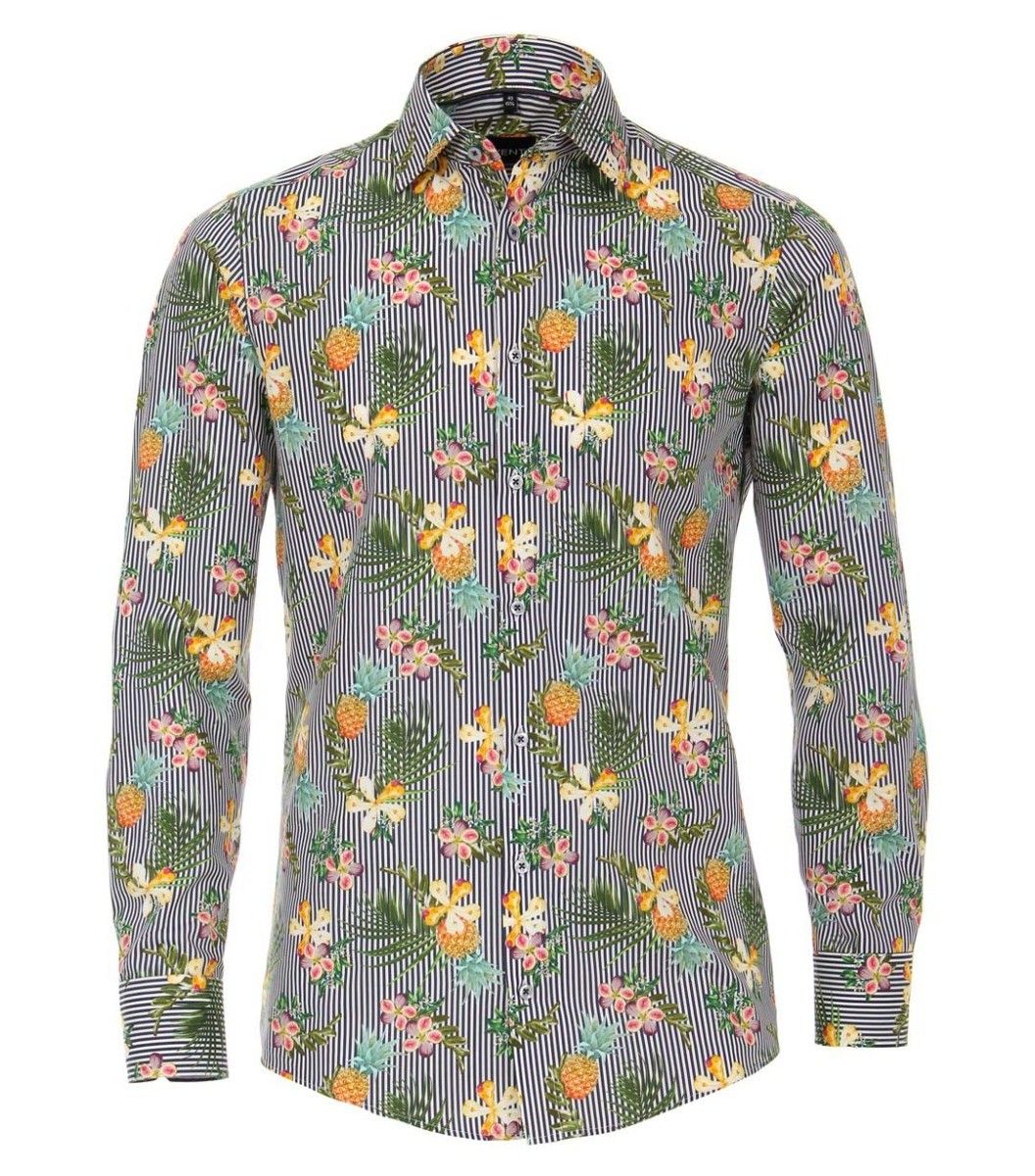 103368400-101 venti ananas verticaal gestreept overhemd all over print