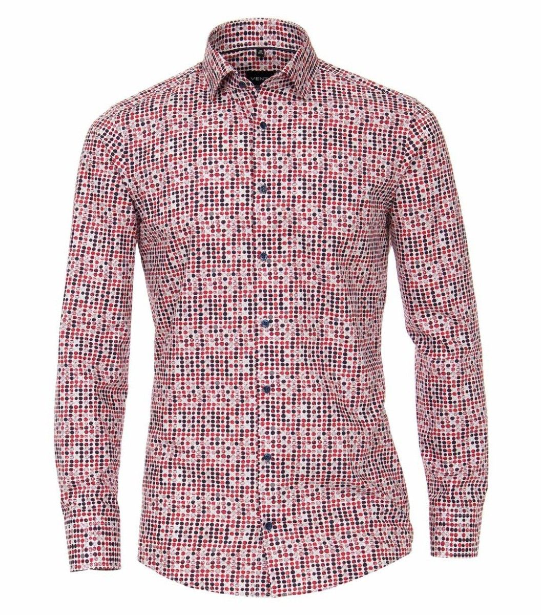 103368600-400 venti rood navy print all over button under overhemd