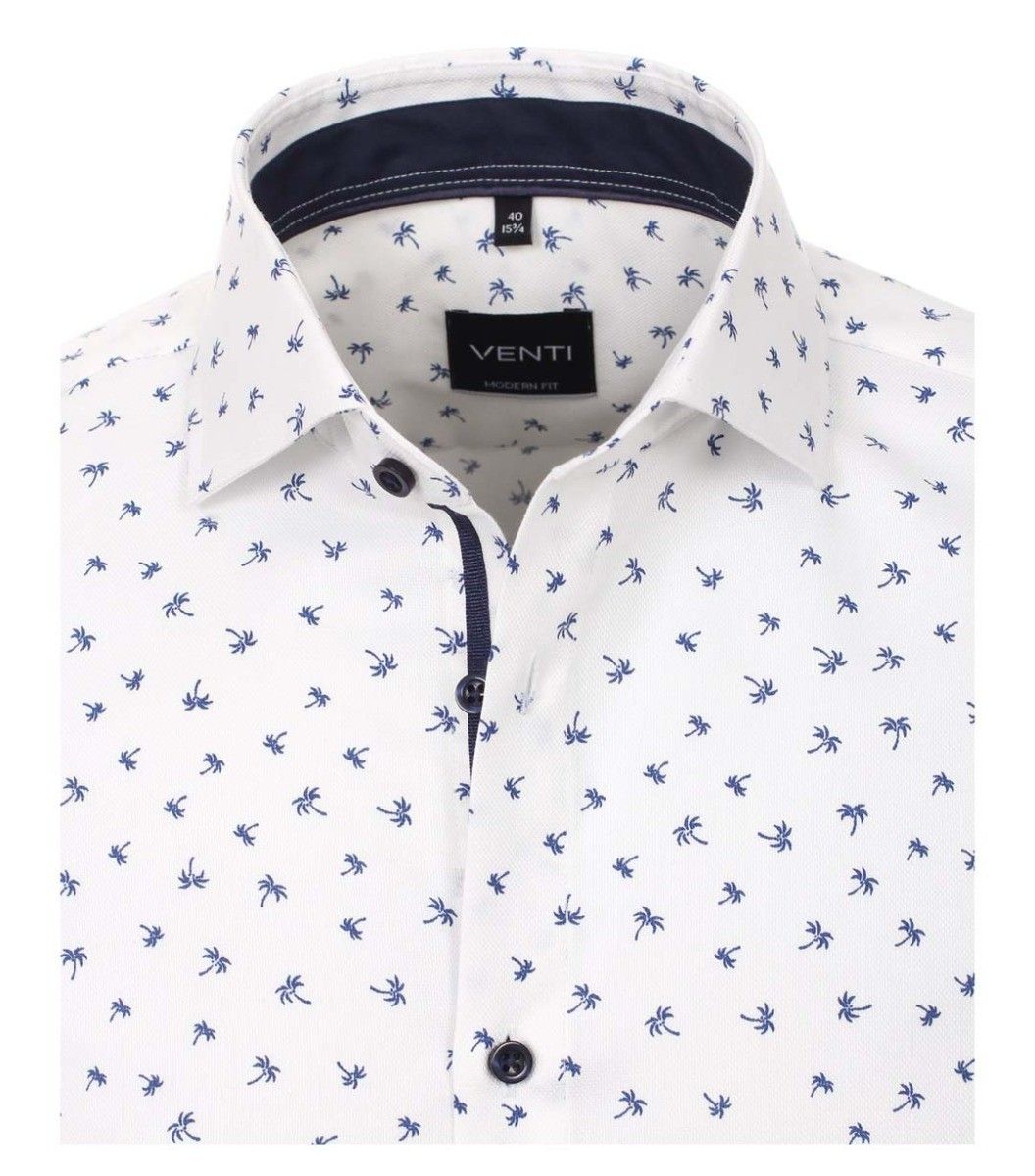 103368800-100 venti overhemd palmbomen wit en donkerblauw modern fit