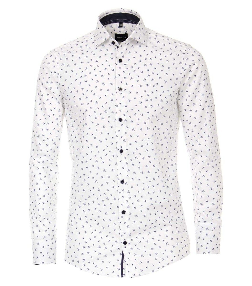 103368800-100 venti overhemd palmbomen wit en donkerblauw modern fit