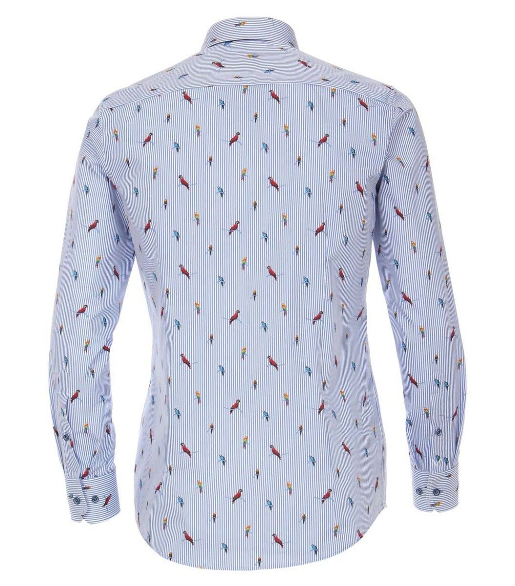 103369000-100 venti lichtblauw gestreept met papegaai print modern fit 