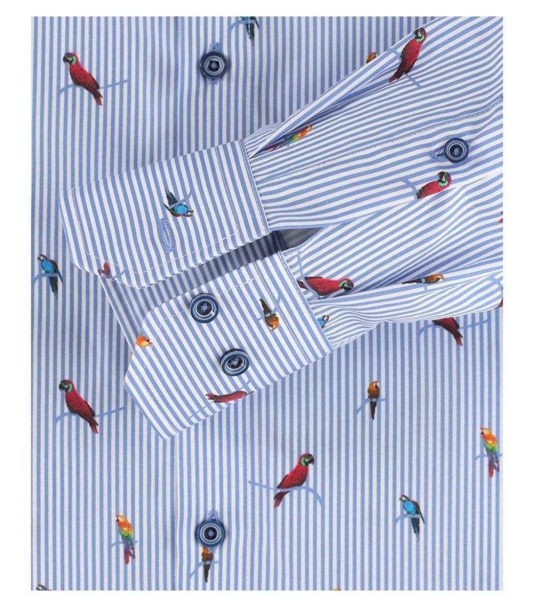 103369000-100 venti lichtblauw gestreept met papegaai print modern fit 