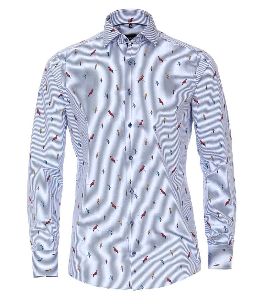 103369000-100 venti lichtblauw gestreept met papegaai print modern fit 