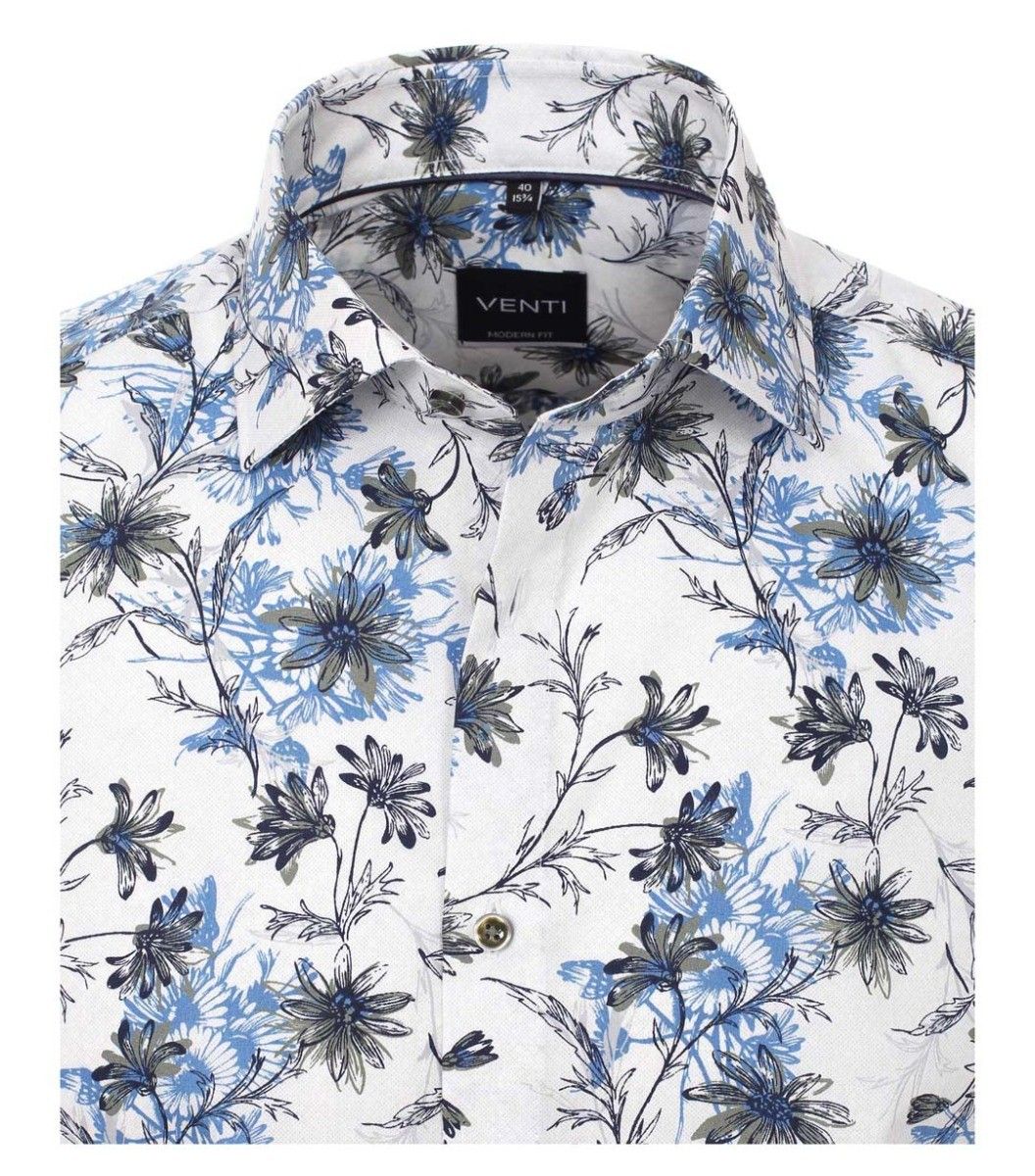 103369400-100 blauw groen all over print overhemd Venti modern fit