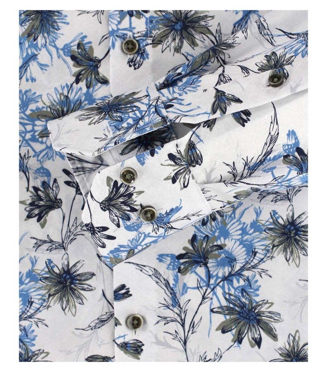103369400-100 blauw groen all over print overhemd Venti modern fit