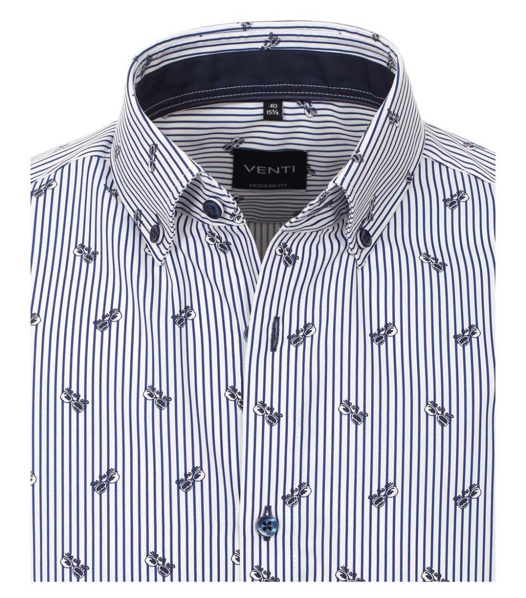 103370800-100 Venti luxe overhemd gestreept brillen zonnebrillen print button down