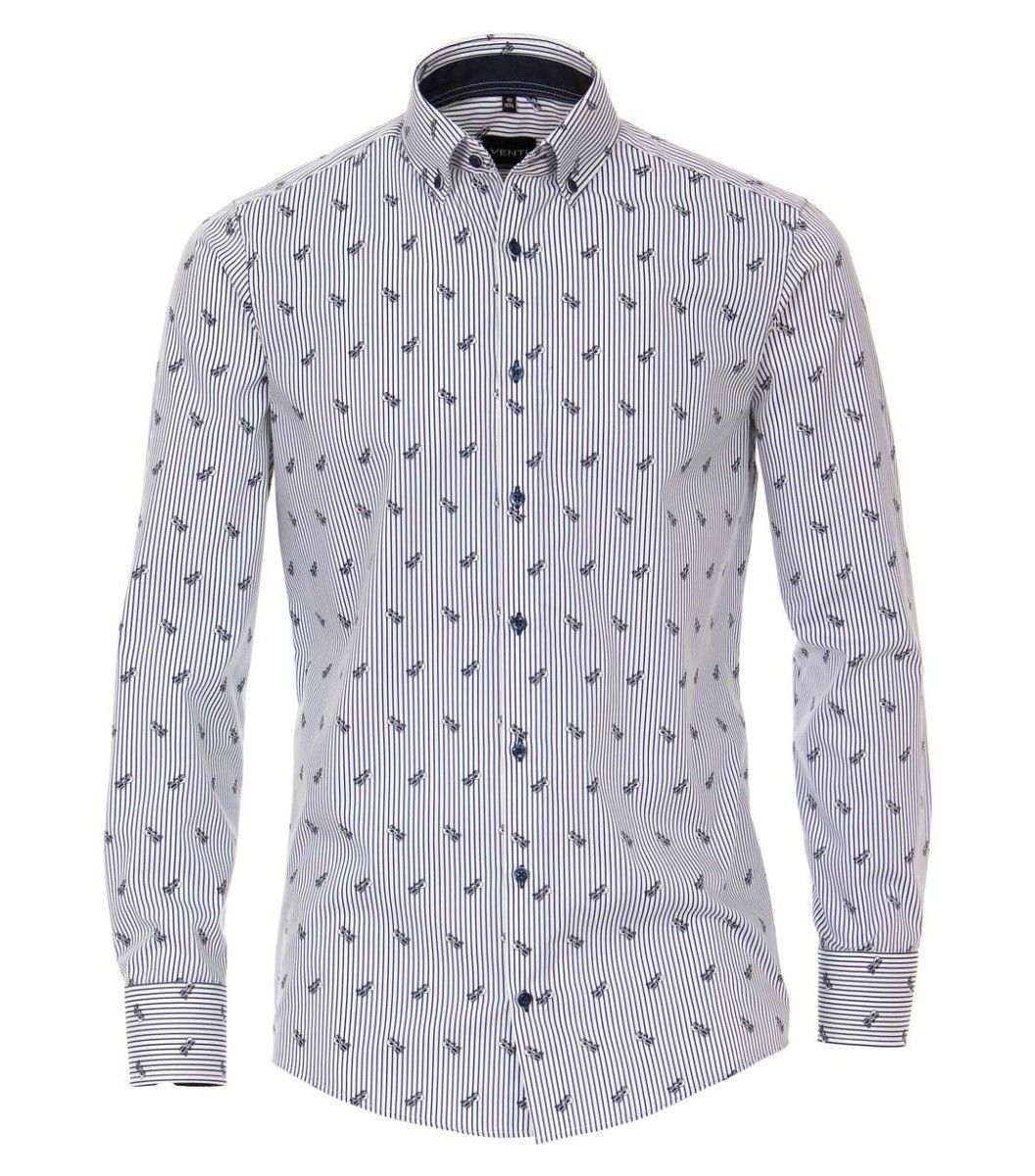 103370800-100 Venti luxe overhemd gestreept brillen zonnebrillen print button down