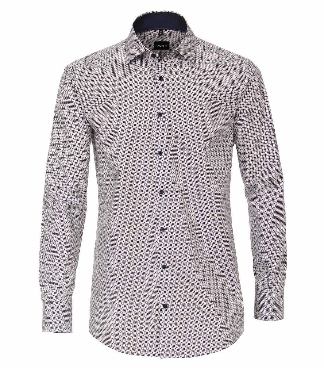 103412700-103 Venti navy donkerblauw met rood modern retro print overhemd kent kraag enkel manchetten 