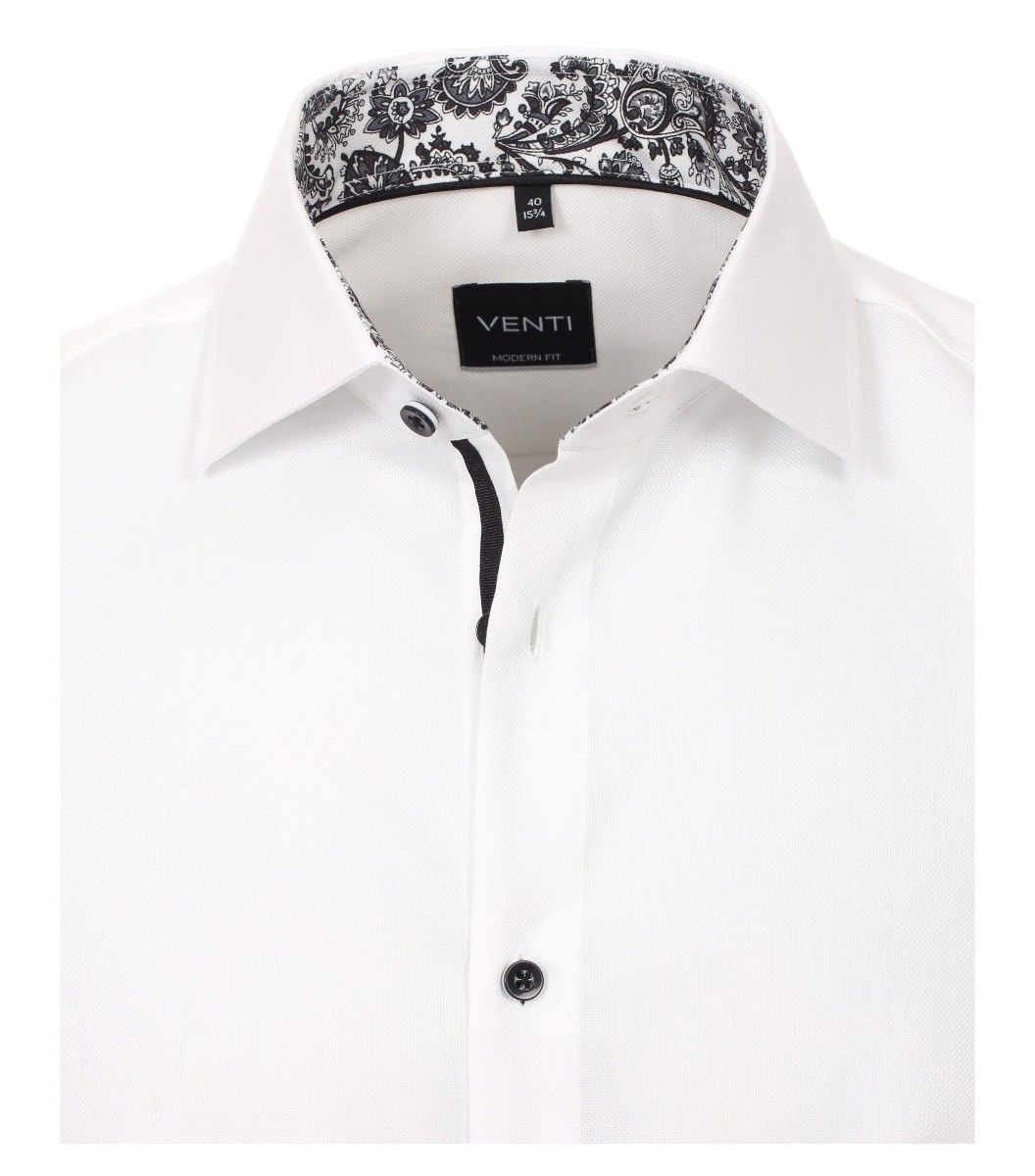 103412900-001 Venti wit  dobby oxford structuur weving 100% katoen strijkvrij zwarte knopen luxe en trendy