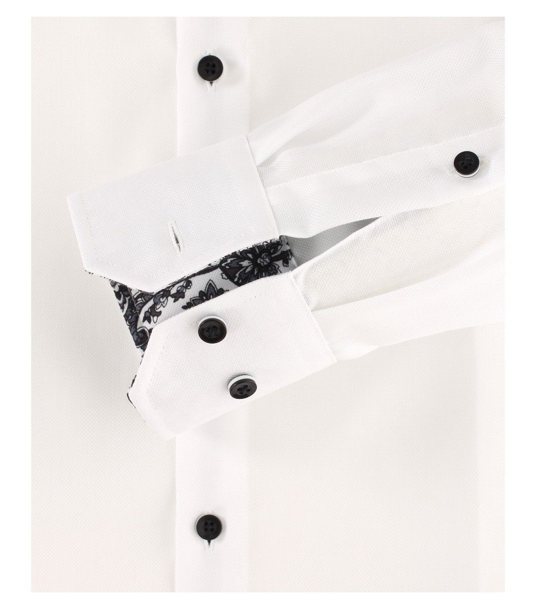 103412900-001 Venti wit  dobby oxford structuur weving 100% katoen strijkvrij zwarte knopen luxe en trendy