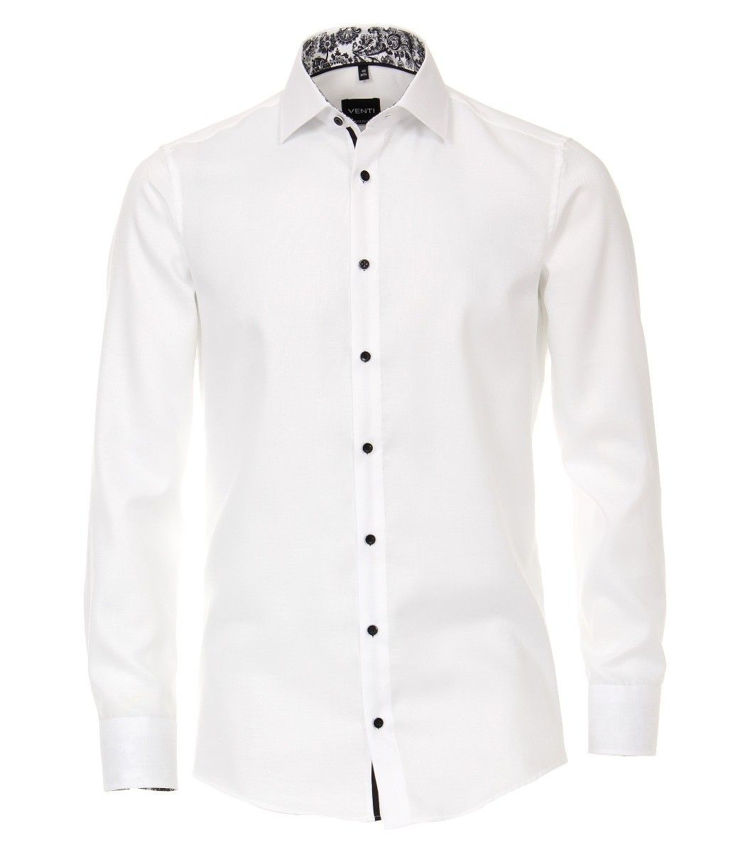103412900-001 Venti wit  dobby oxford structuur weving 100% katoen strijkvrij zwarte knopen luxe en trendy