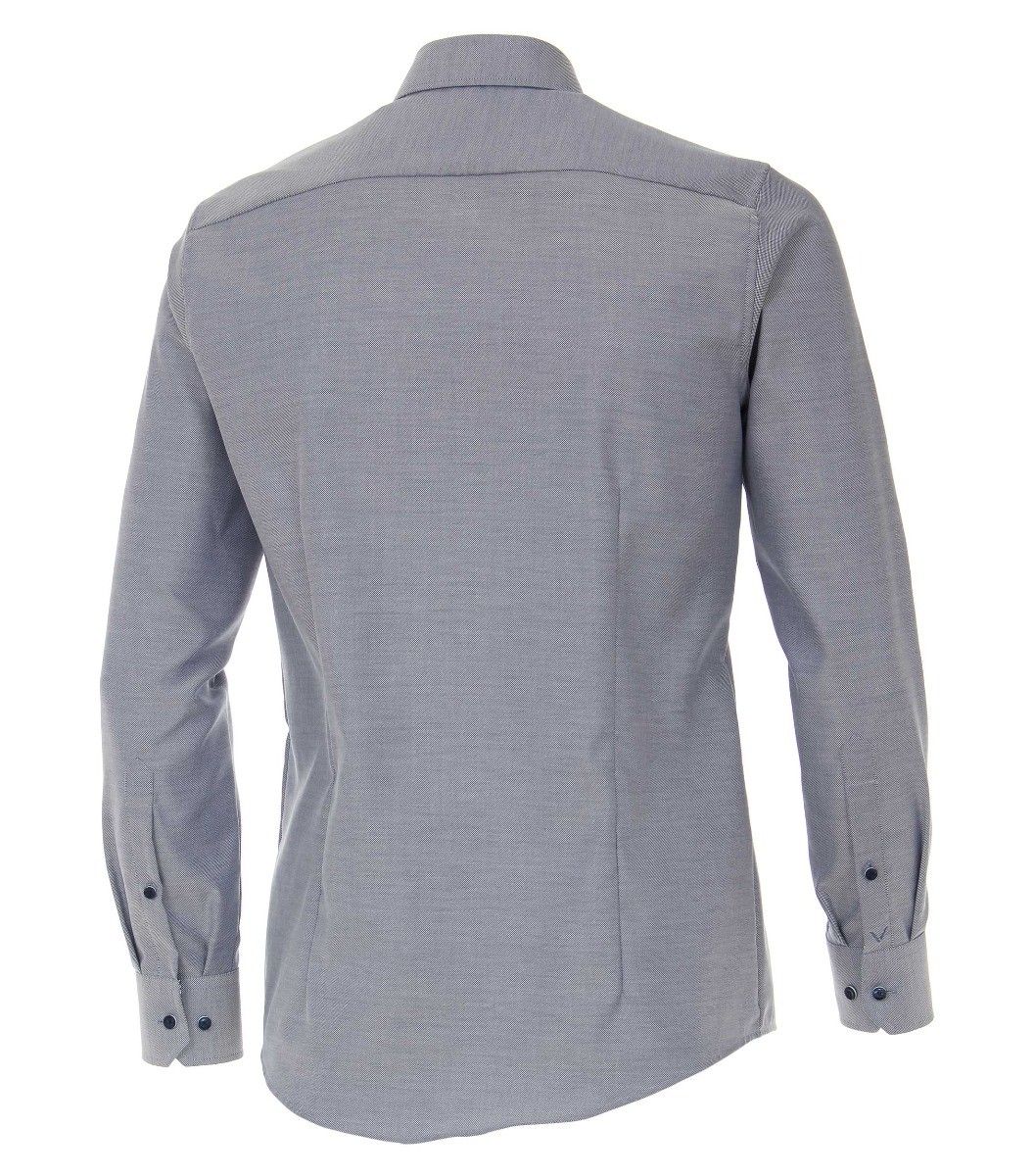 103412900-102 Venti blauw grijs dobby oxford structuur weving 100% katoen strijkvrij donker blauwe knopen chique 