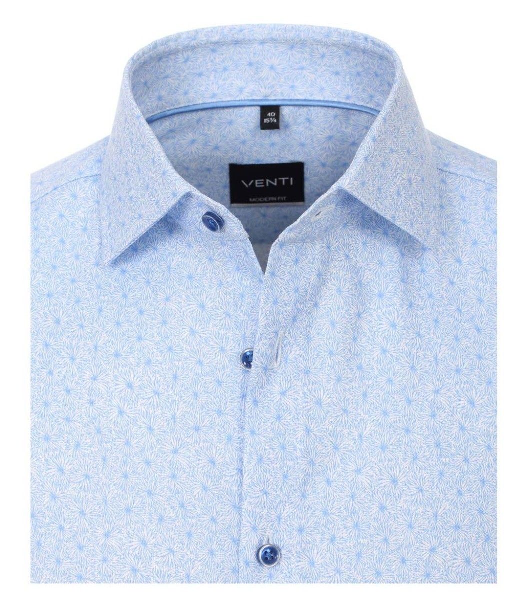 103413000-100 Venti lichtblauw fris print overhemd kent kraag modern fit
