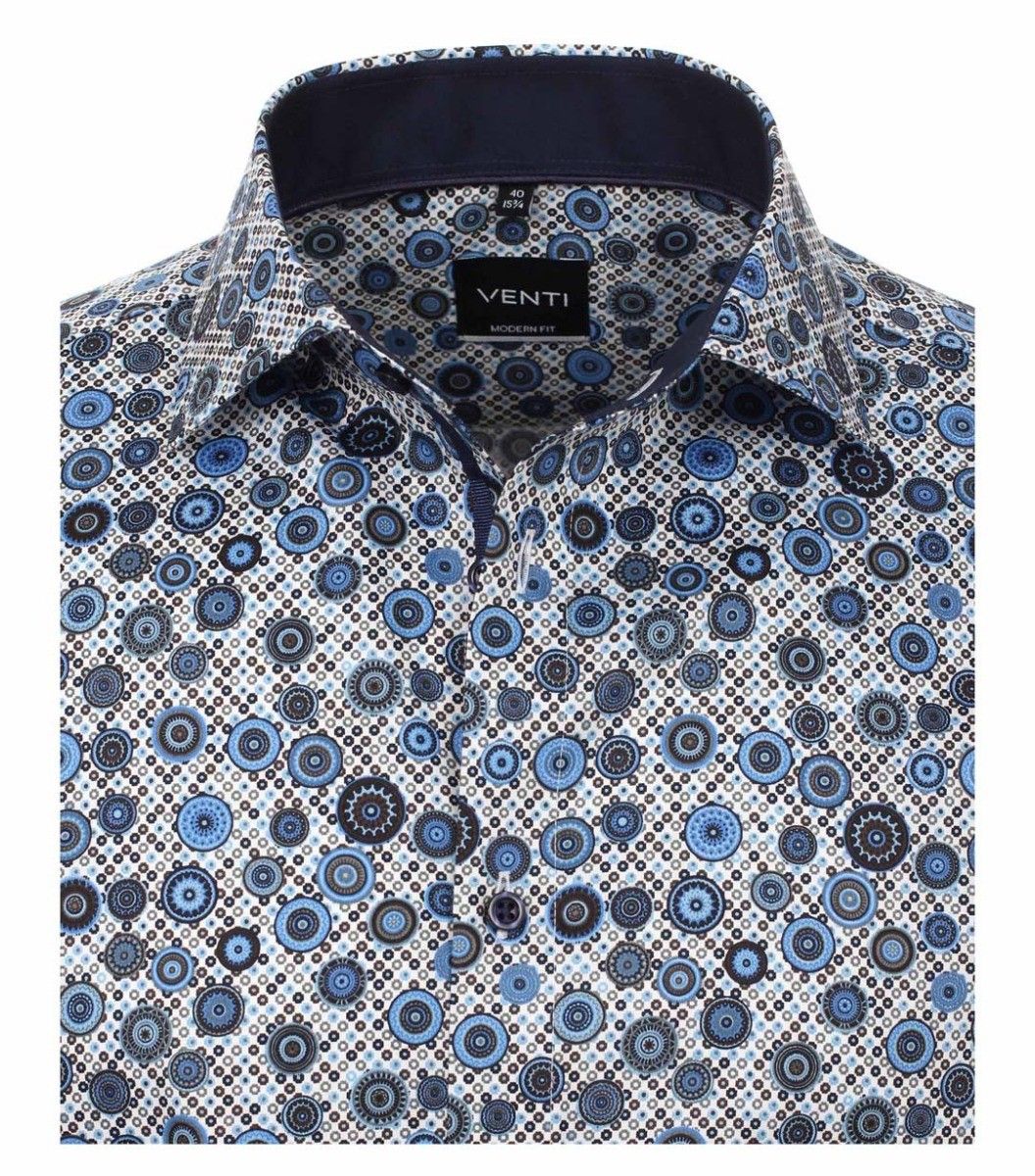 103450700-100 Venti donker blauw print retro overhemd