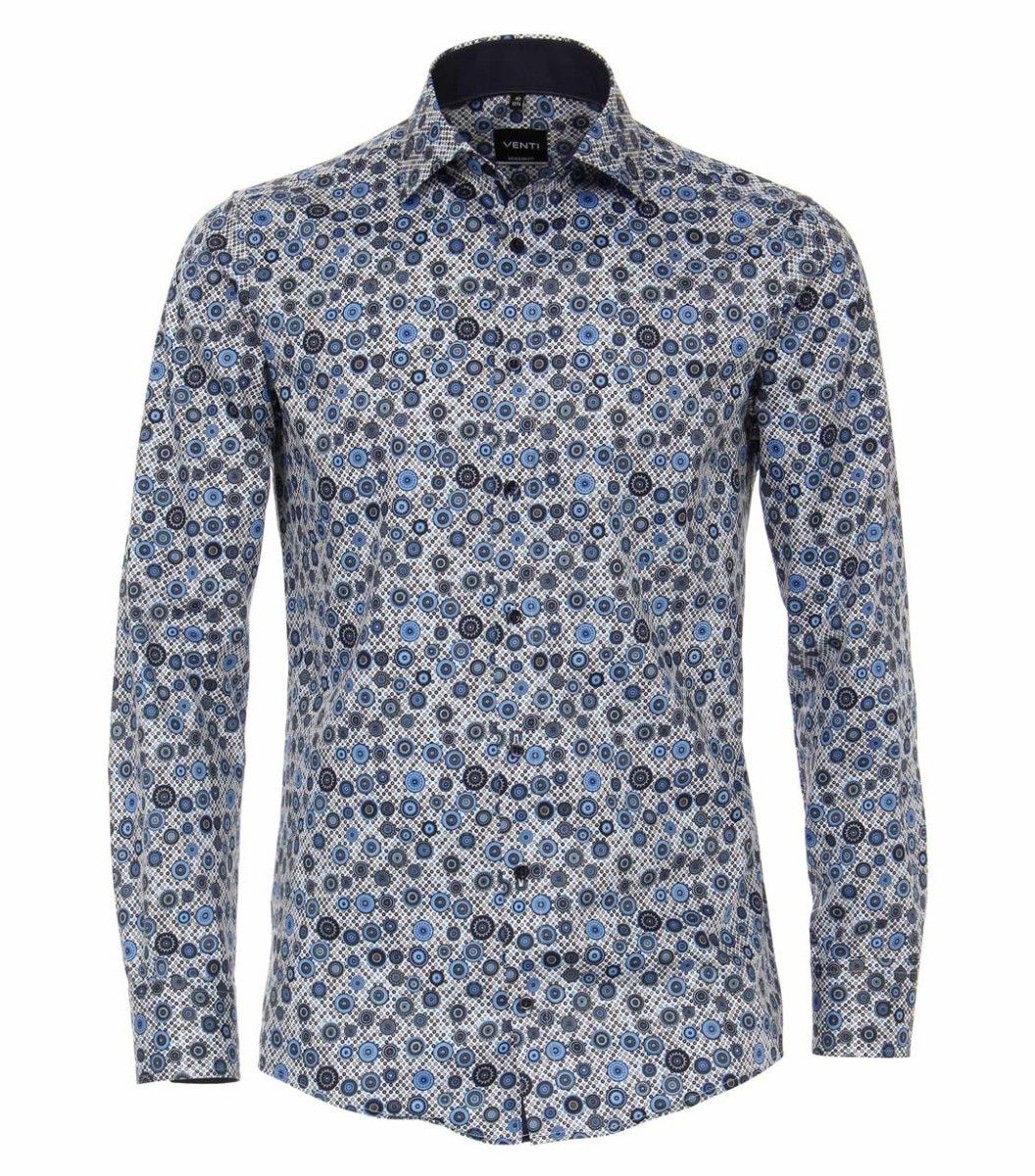 103450700-100 Venti donker blauw print retro overhemd