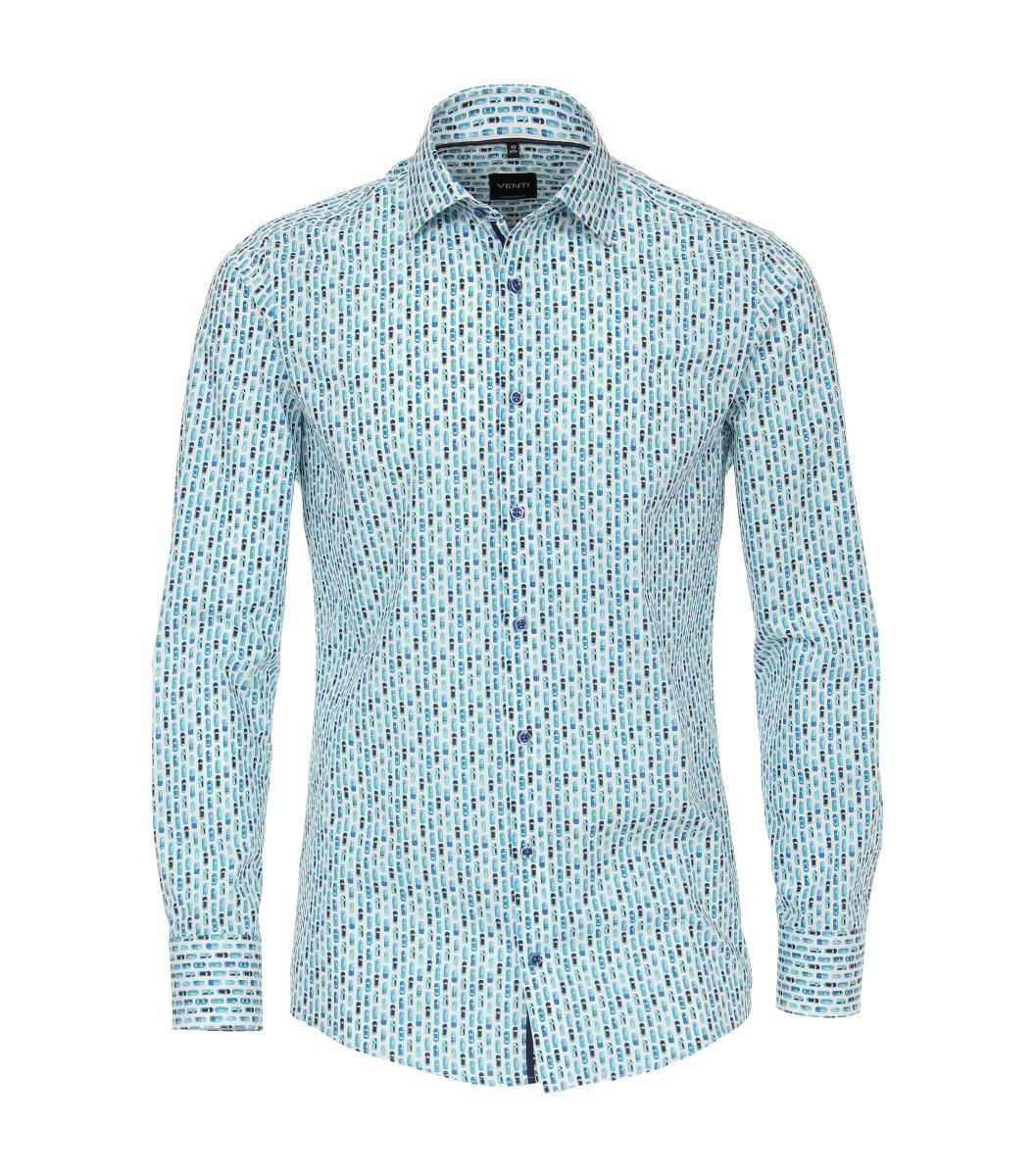 103458600-350 Venti aqua kleurig auto print met auto's overhemd modern fit
