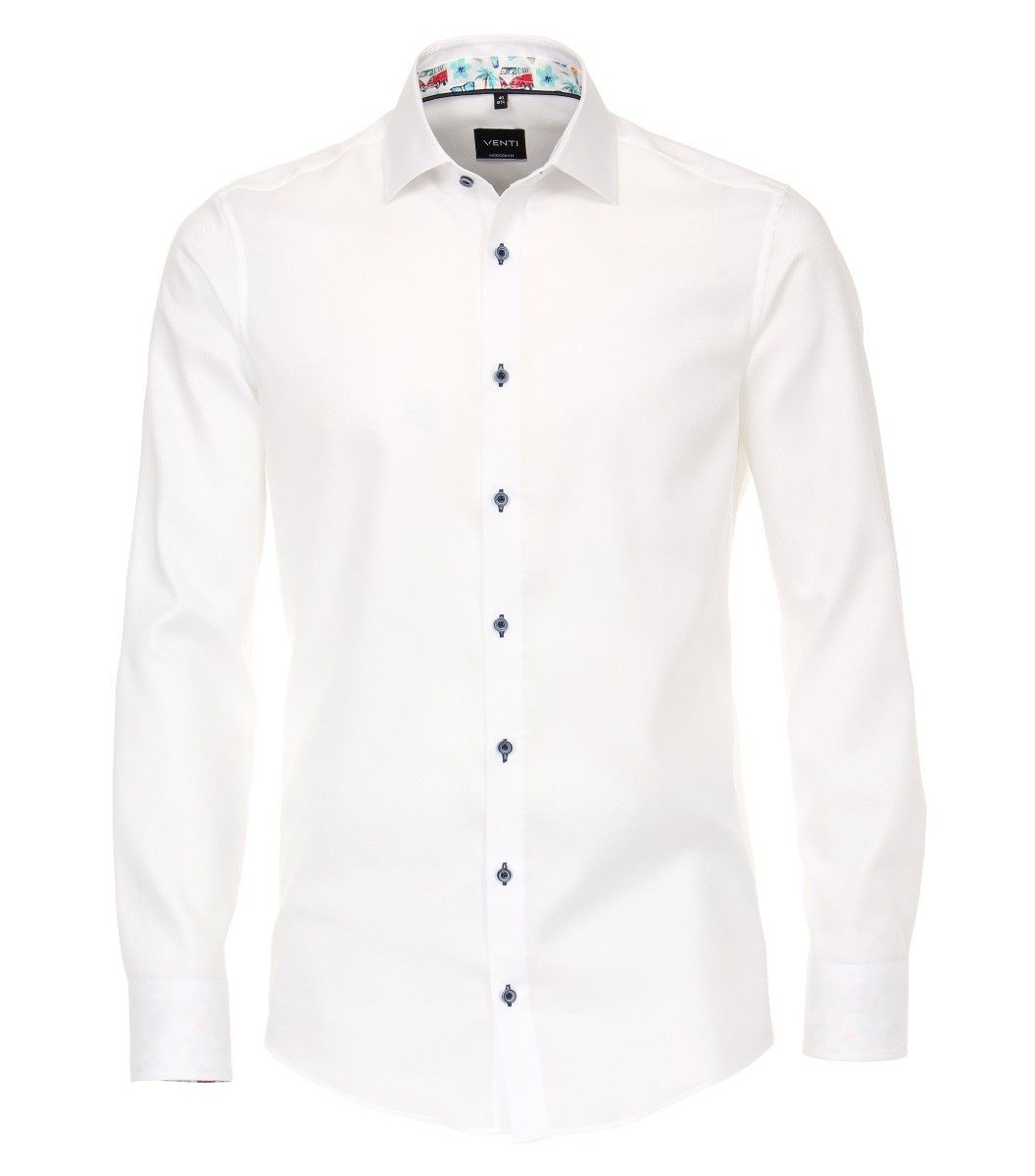 103458700-000 Venti wit overhemd strijkvrij kent kraag modern fit oxford 100% katoen