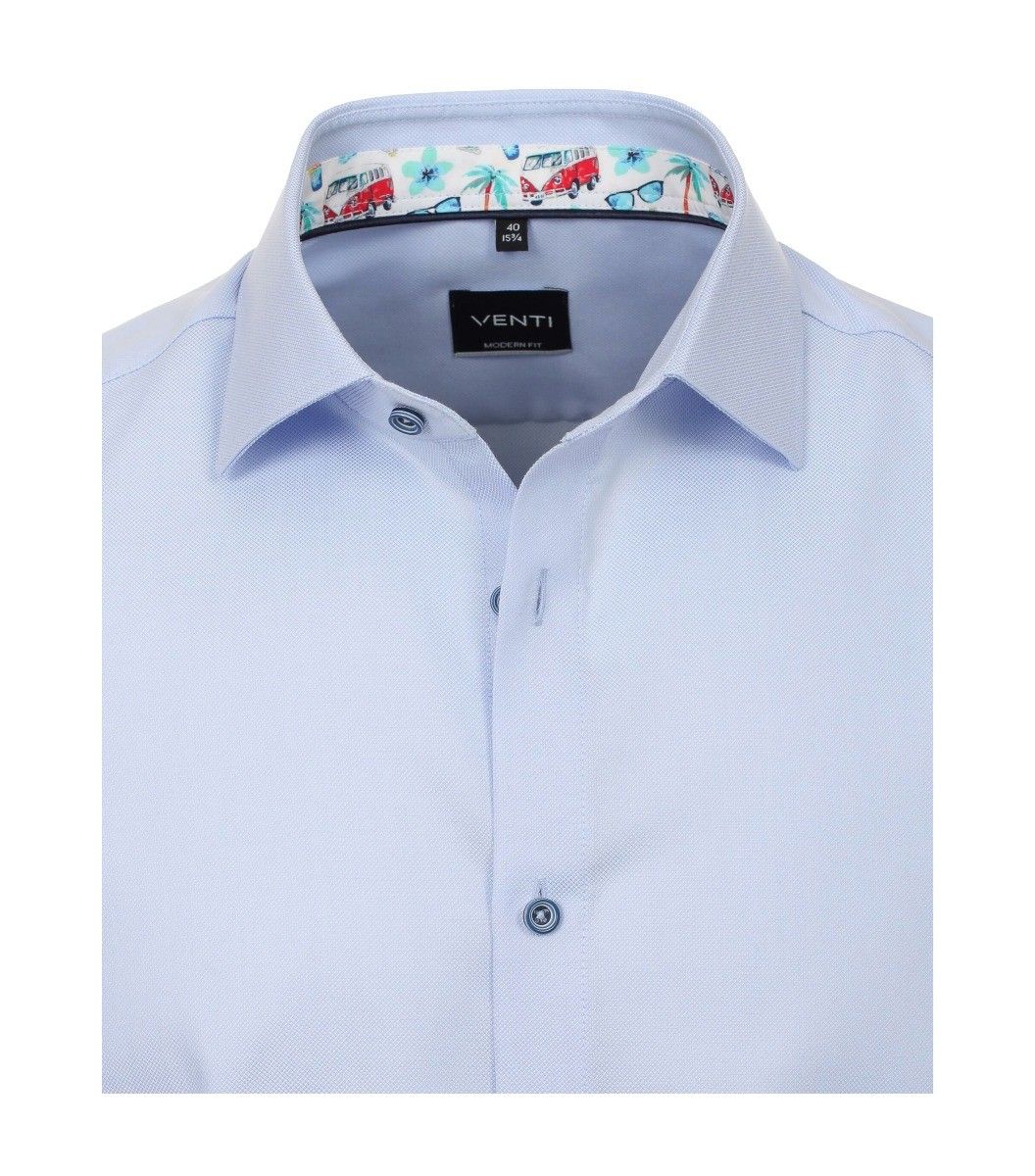 103458700-106 Venti lichtblauw oxford stof strijkvrij kent kraag modern fit