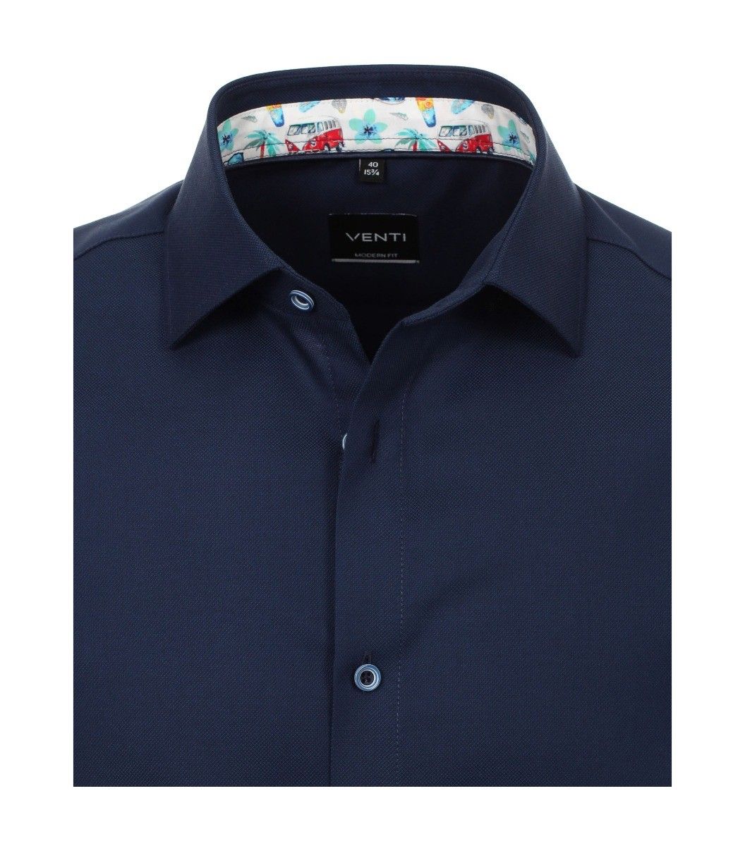 103458700-108 Venti donker blauw navy overhemd oxford structuur strijkvrij