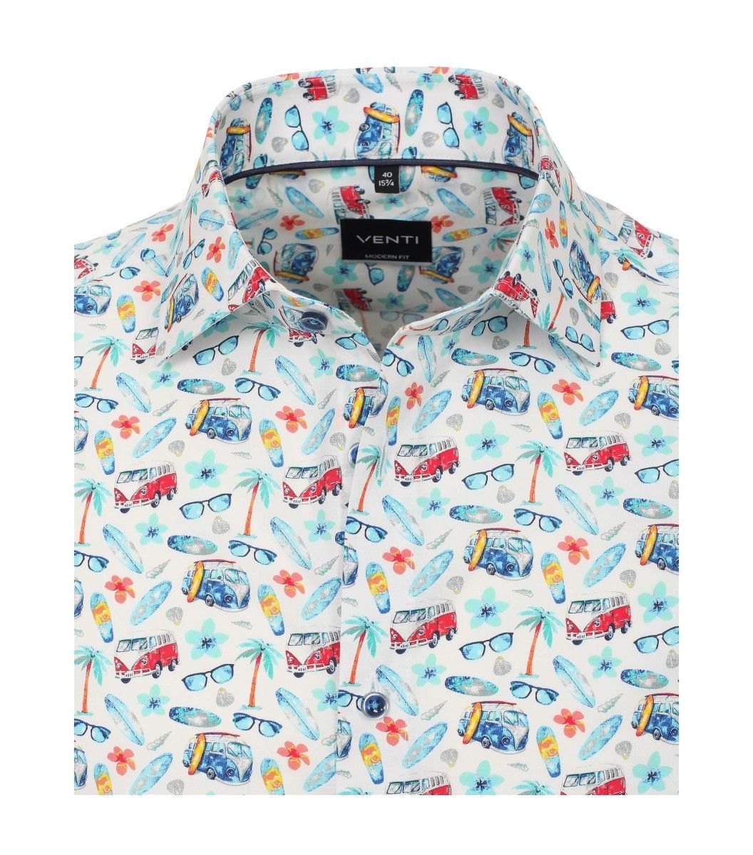 103458800-350 venti vakantie bus volkswagen old bril palmboom surfbord overhemd modern fit