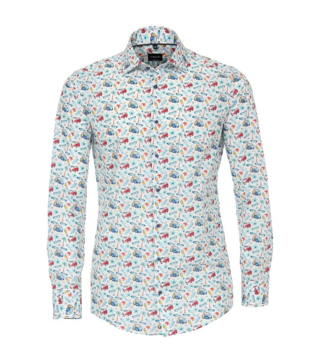 103458800-350 venti vakantie bus volkswagen old bril palmboom surfbord overhemd modern fit