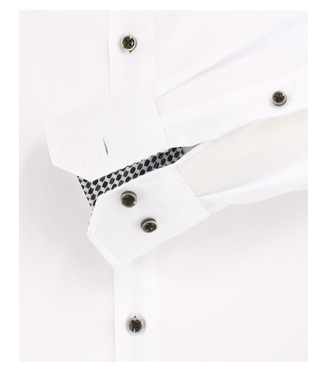 103496300 000 venti wit overhemd strijkvrij groen leger kleur katoen kent kraag