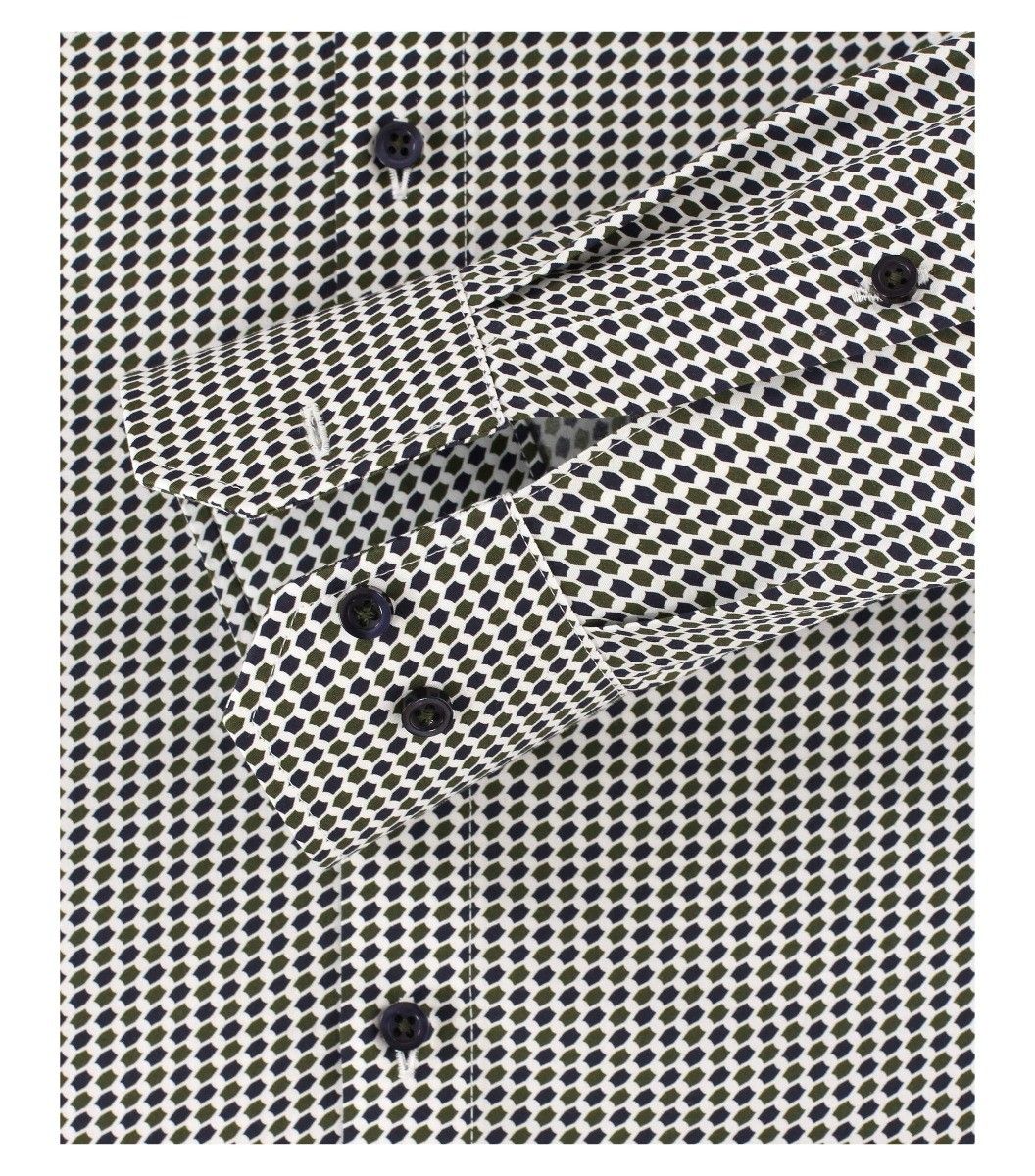 103496400-300 Venti retro print army legergroen met navy donkerblauw trendy en chique overhemd