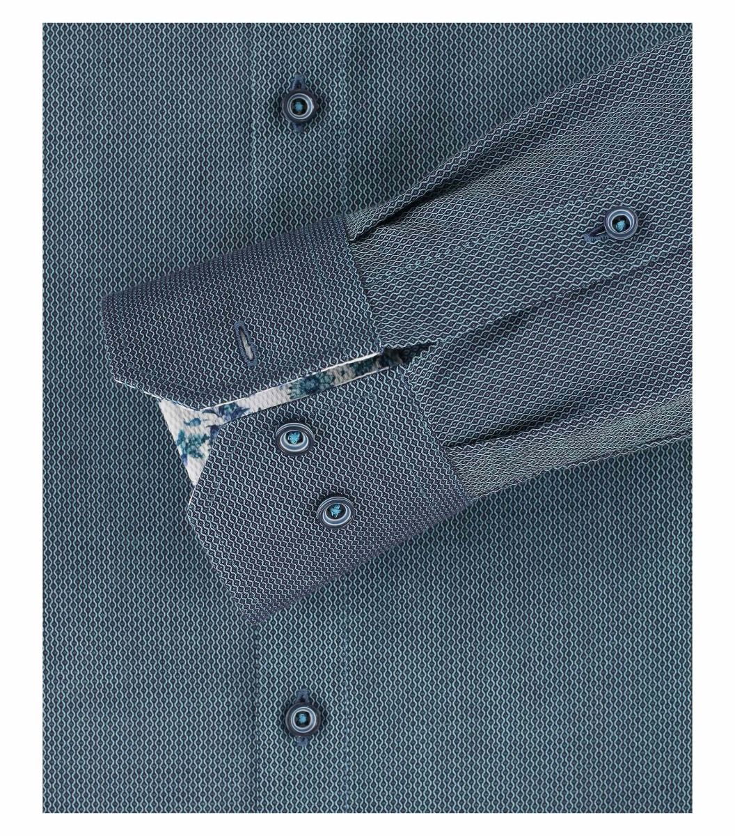 113599500-350 Venti strijkvrij petrol dobby oxford overhemd modern fit made in europa
