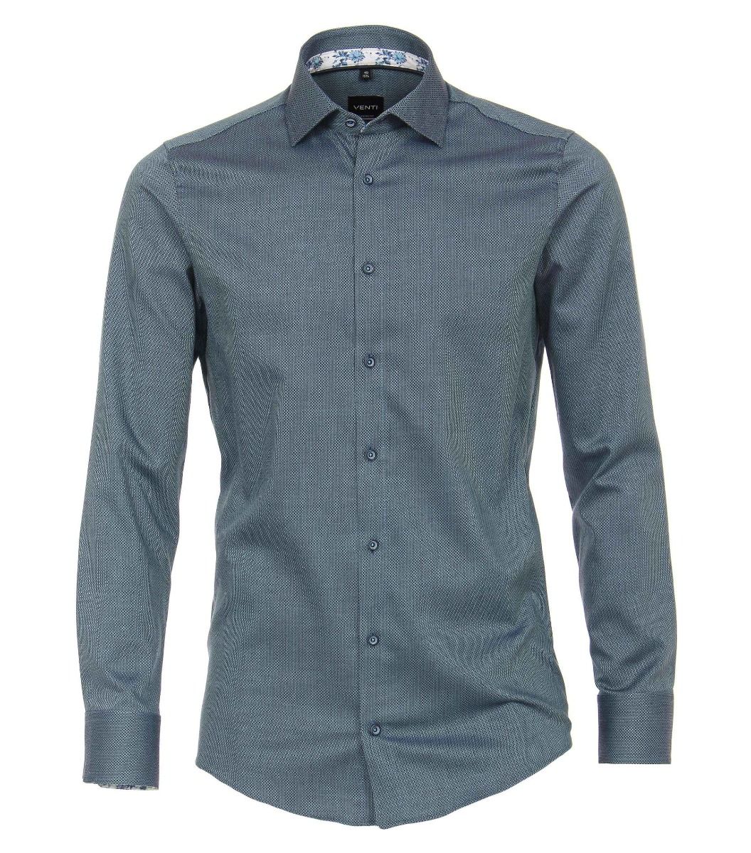 113599500-350 Venti strijkvrij petrol dobby oxford overhemd modern fit made in europa