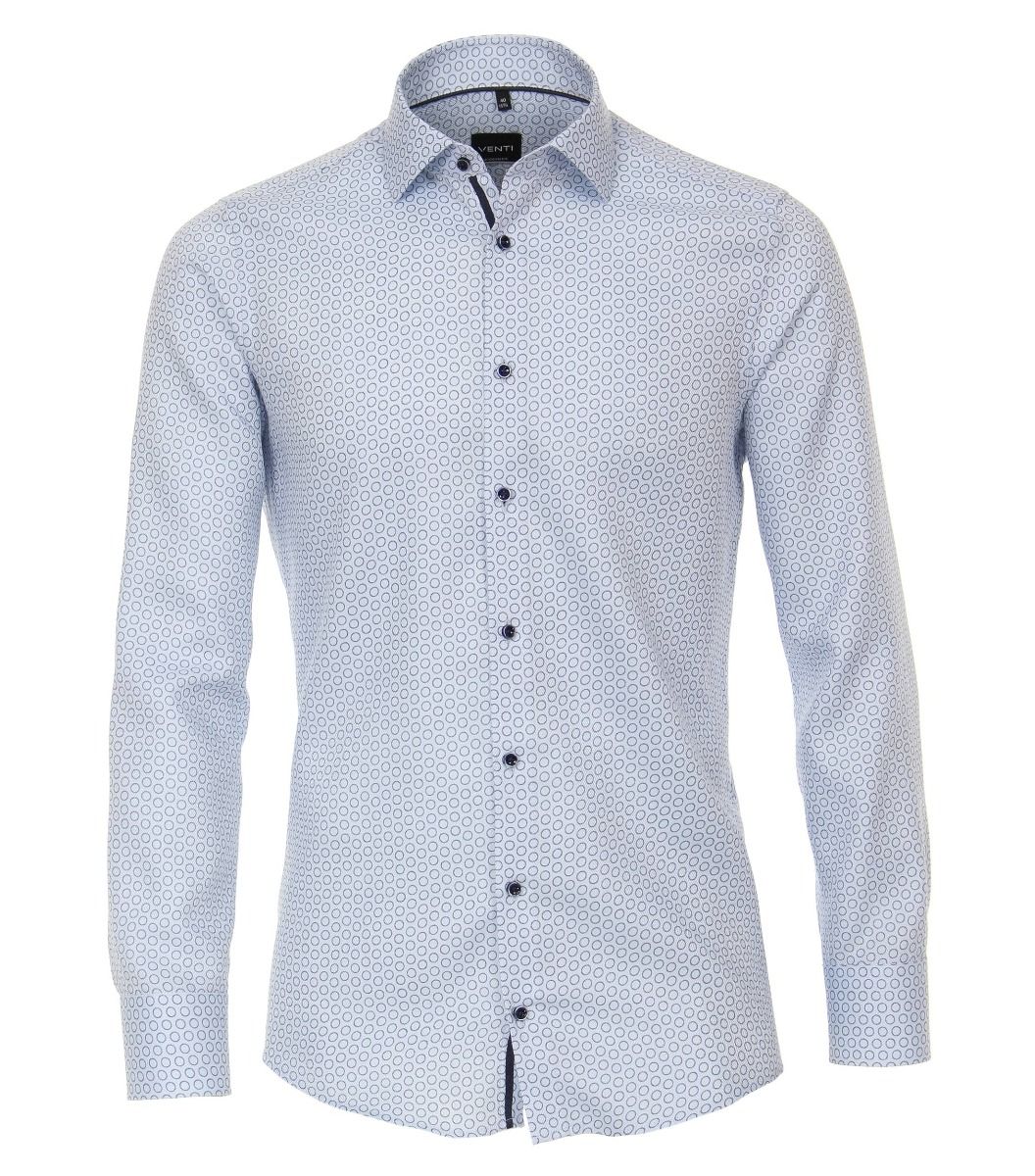 113600200-100 Venti lichtblauw cirkel print subtiel en luxe retro kent kraag 100% katoen 