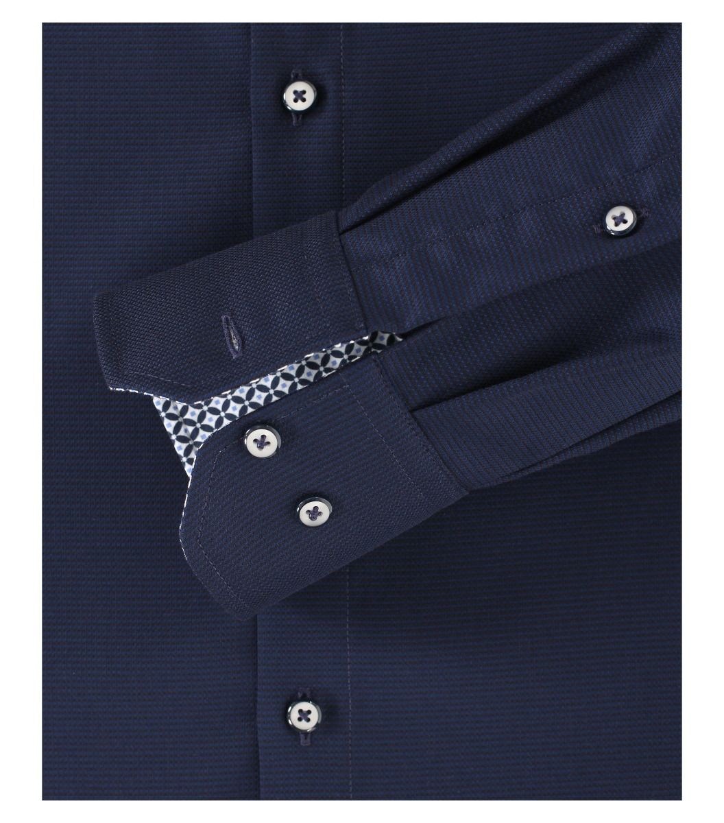 113600300-106 Venti donkerblauw navy overhemd strijkvrij en 100% katoen dobby oxford structuur