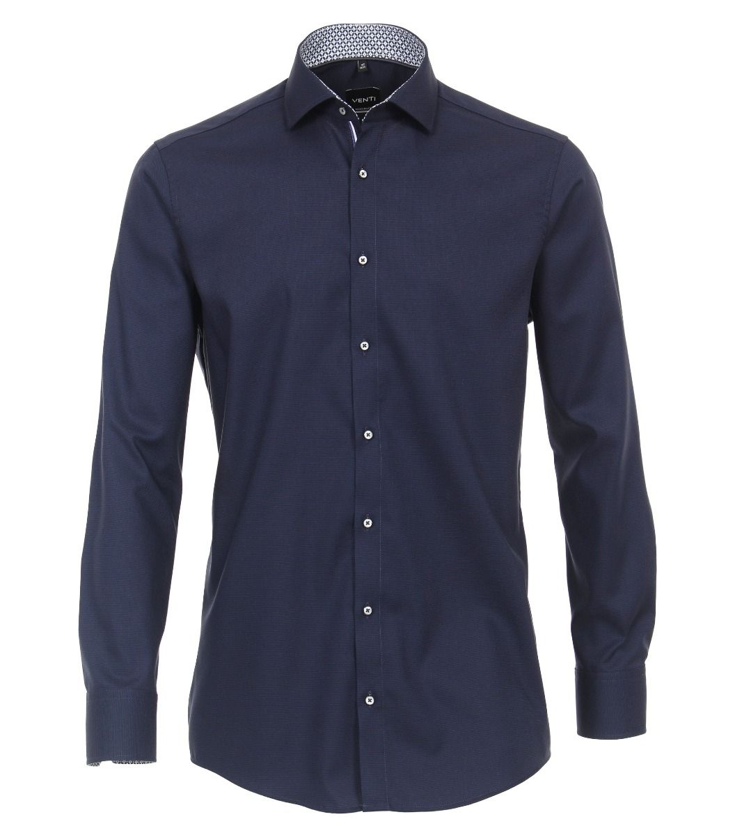 113600300-106 Venti donkerblauw navy overhemd strijkvrij en 100% katoen dobby oxford structuur