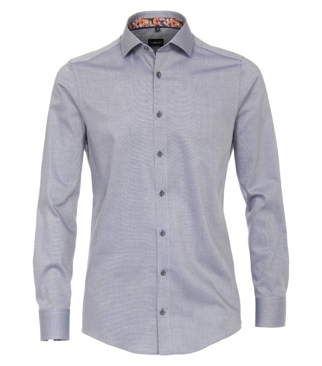 113602000-100 Venti blauw grijs moderne kleur strijkvrije overhemden 100% katoen kent kraag 