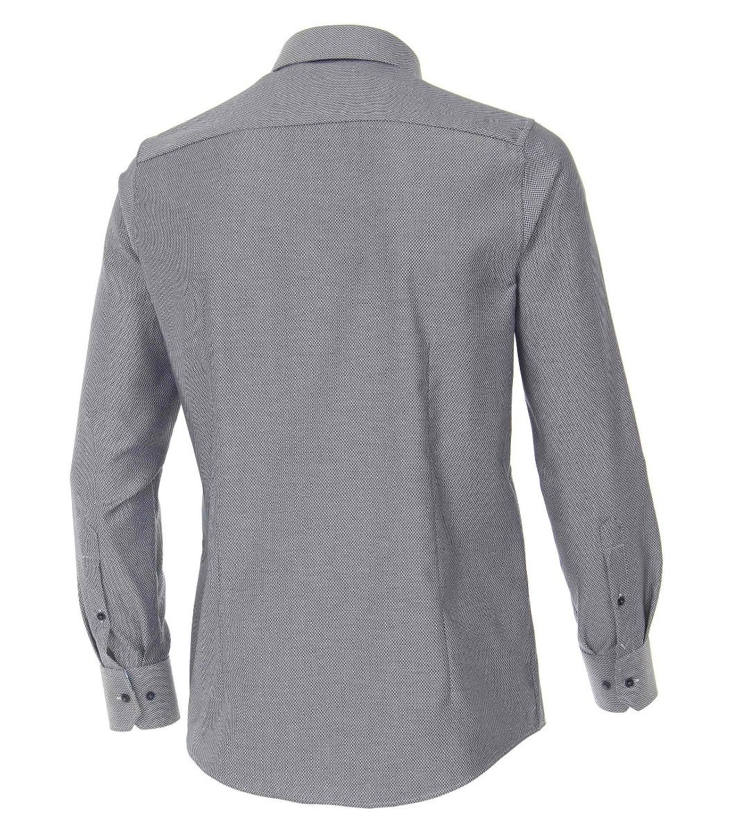 113644700-100 Venti navy antraciet wafel dobby structuur overhemd strijkvrij kent kraag herenshirt modern 100% katoen