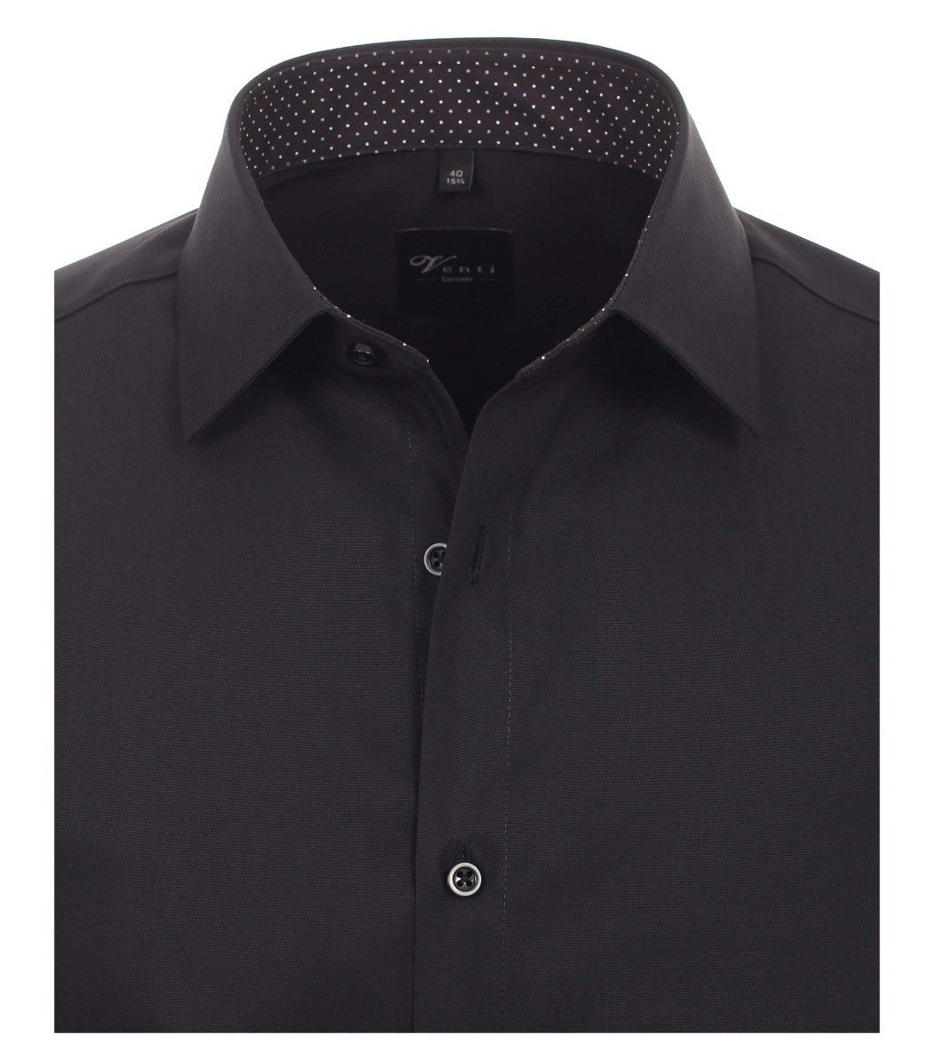 193157700-800 Overhemden-Venti-modern-fit-stippen-punten-zwart-wit-overhemd-100%-katoen-strijkvrij