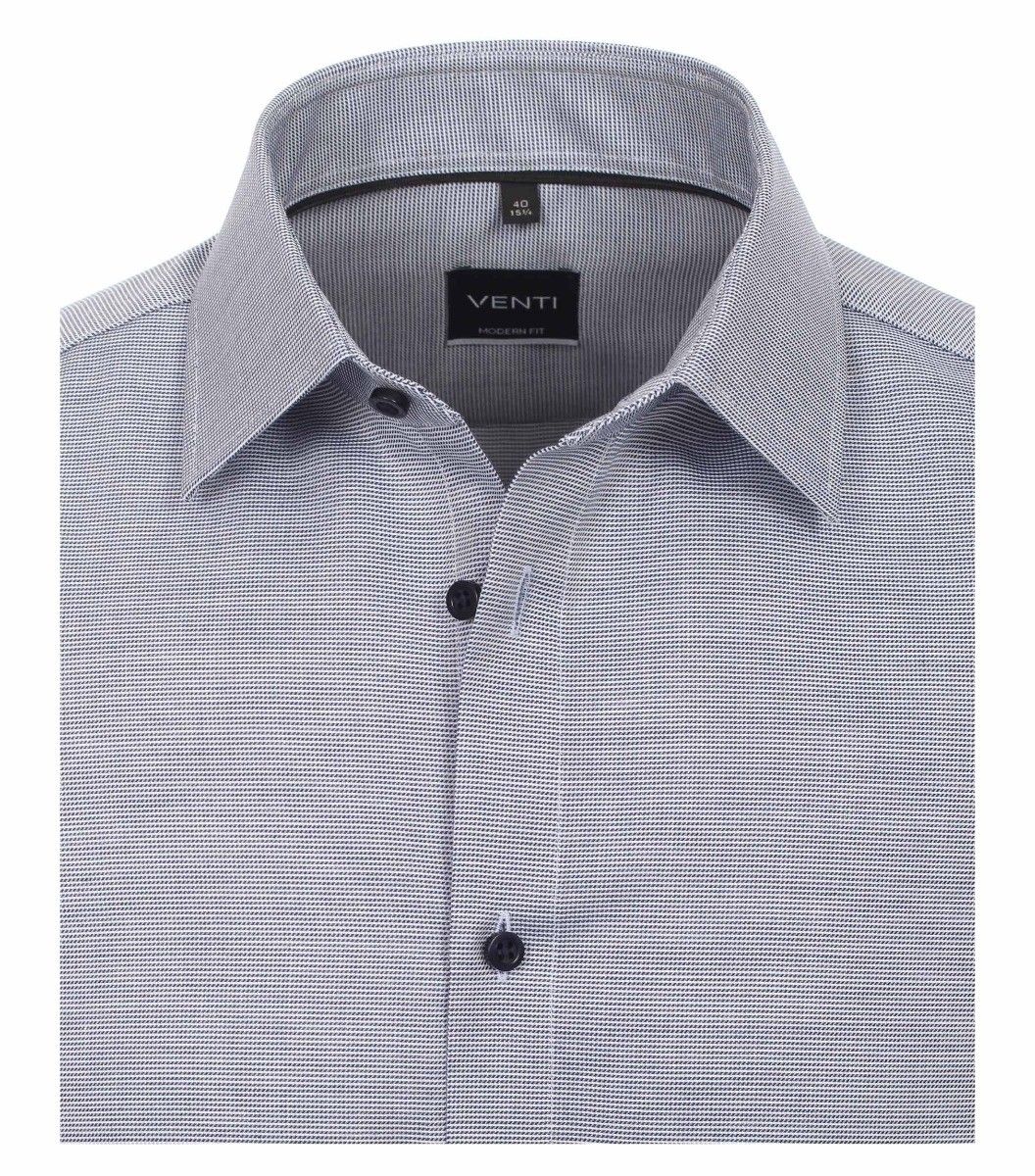 193158000-101 Overhemden-Venti-modern-fit-structuur-wit-donker-blauw-overhemd-100%-katoen-strijkvrij