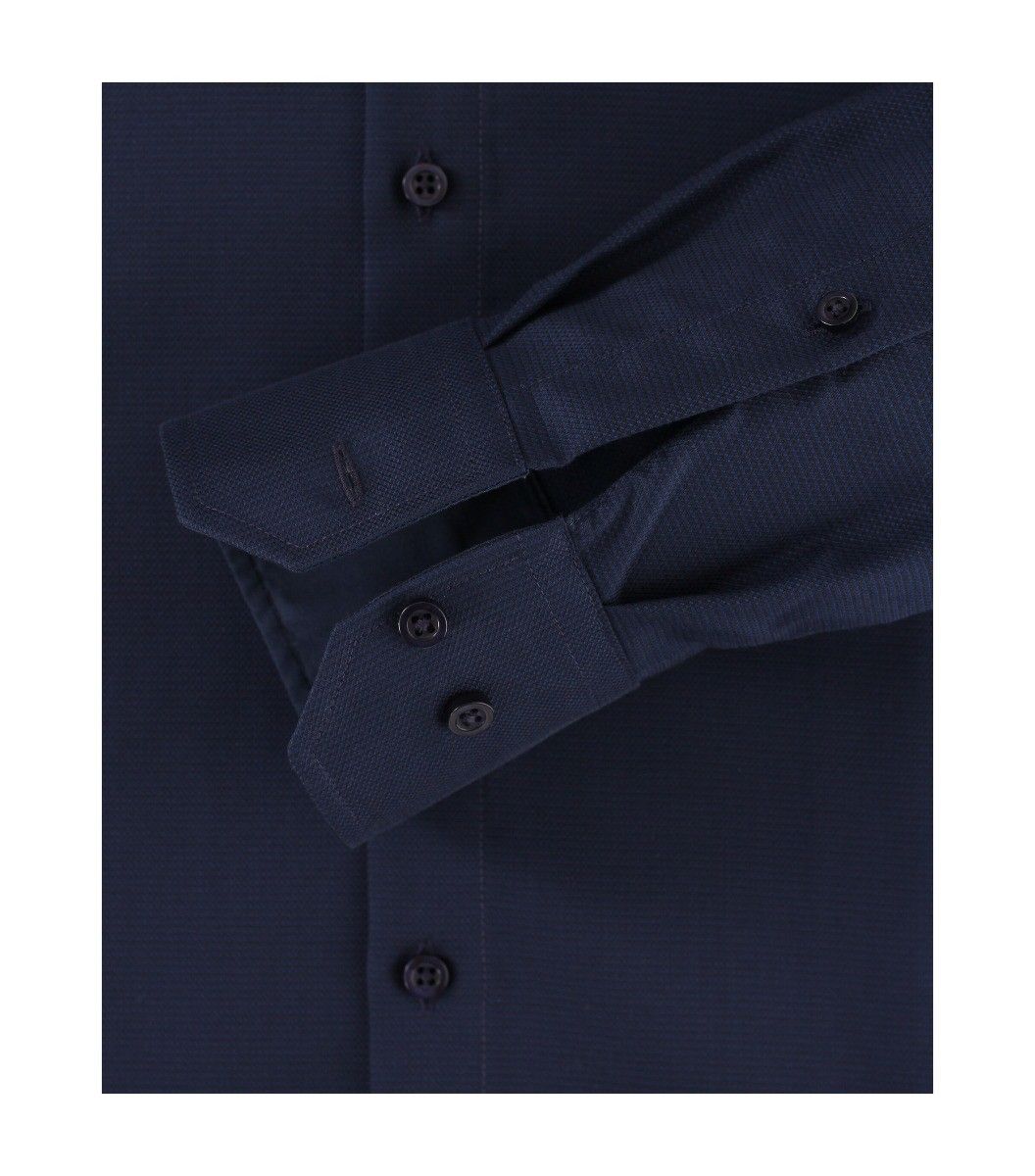193295500-106 venti donker blauw oxford weving strijkvrij kent kraag navy