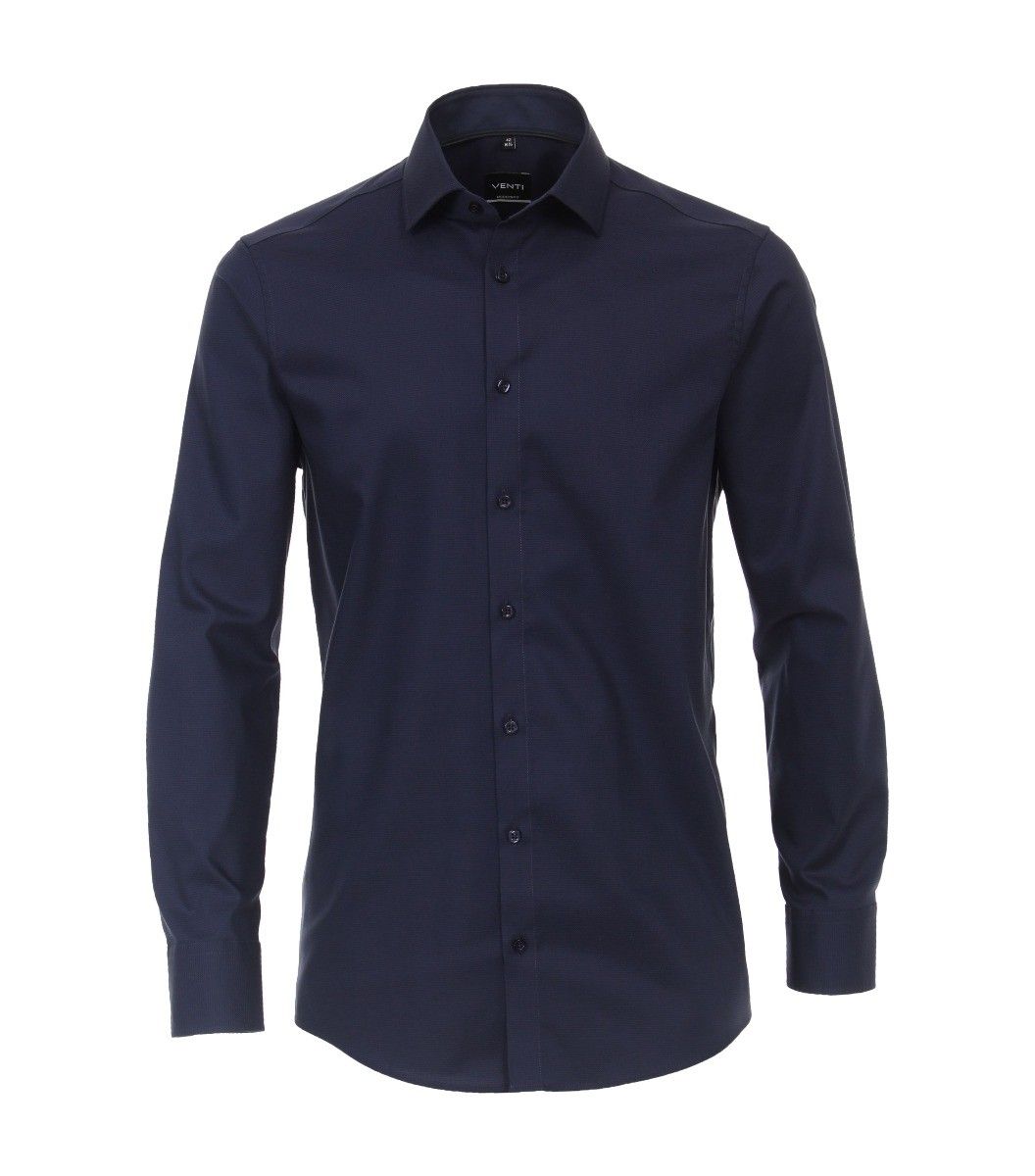 193295500-106 venti donker blauw oxford weving strijkvrij kent kraag navy