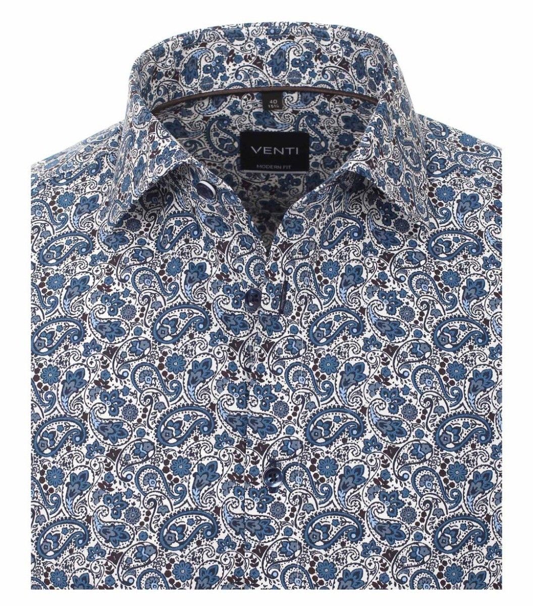 193318400-100 venti paisley print blauw overhemd