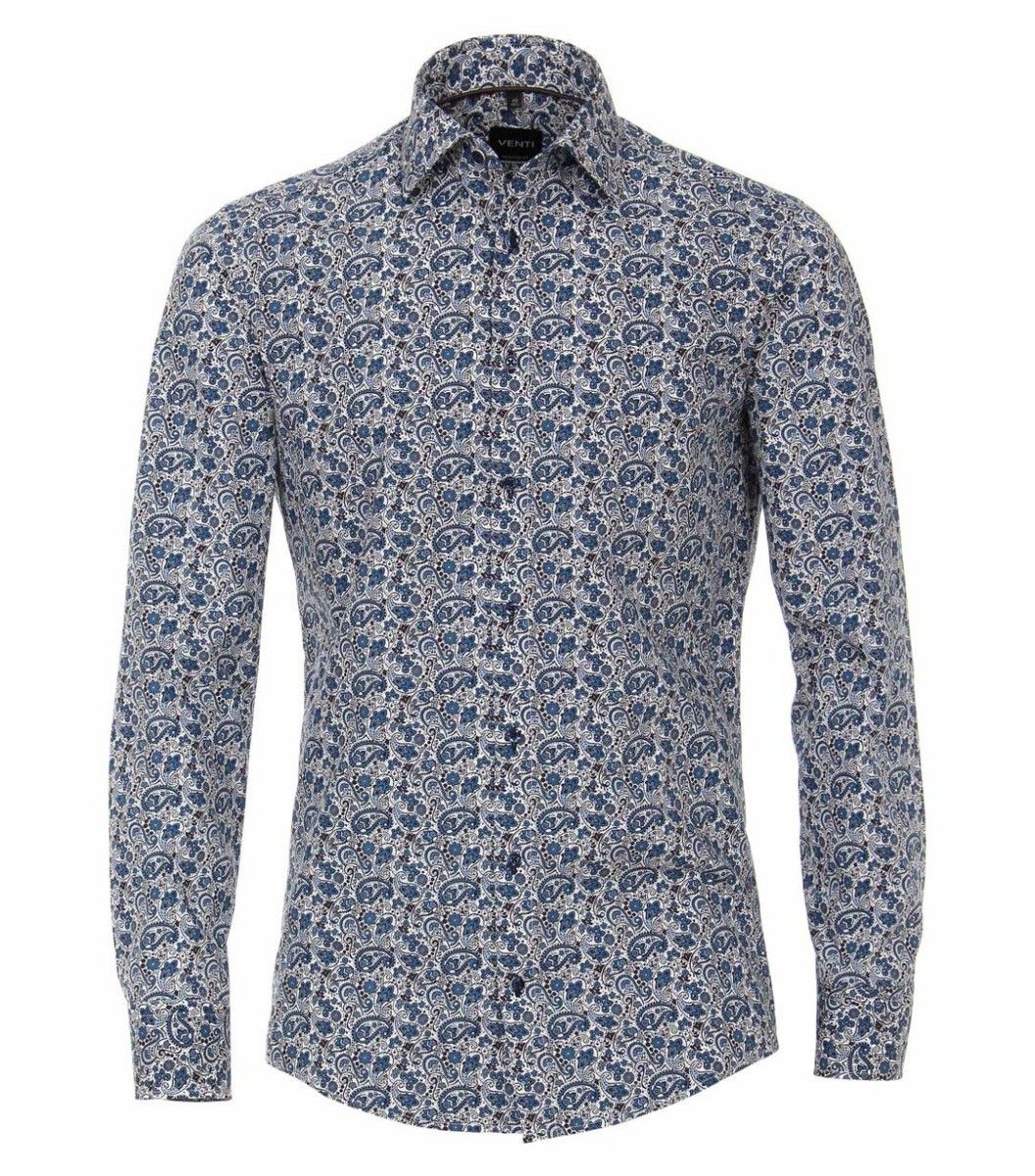 193318400-100 venti paisley print blauw overhemd