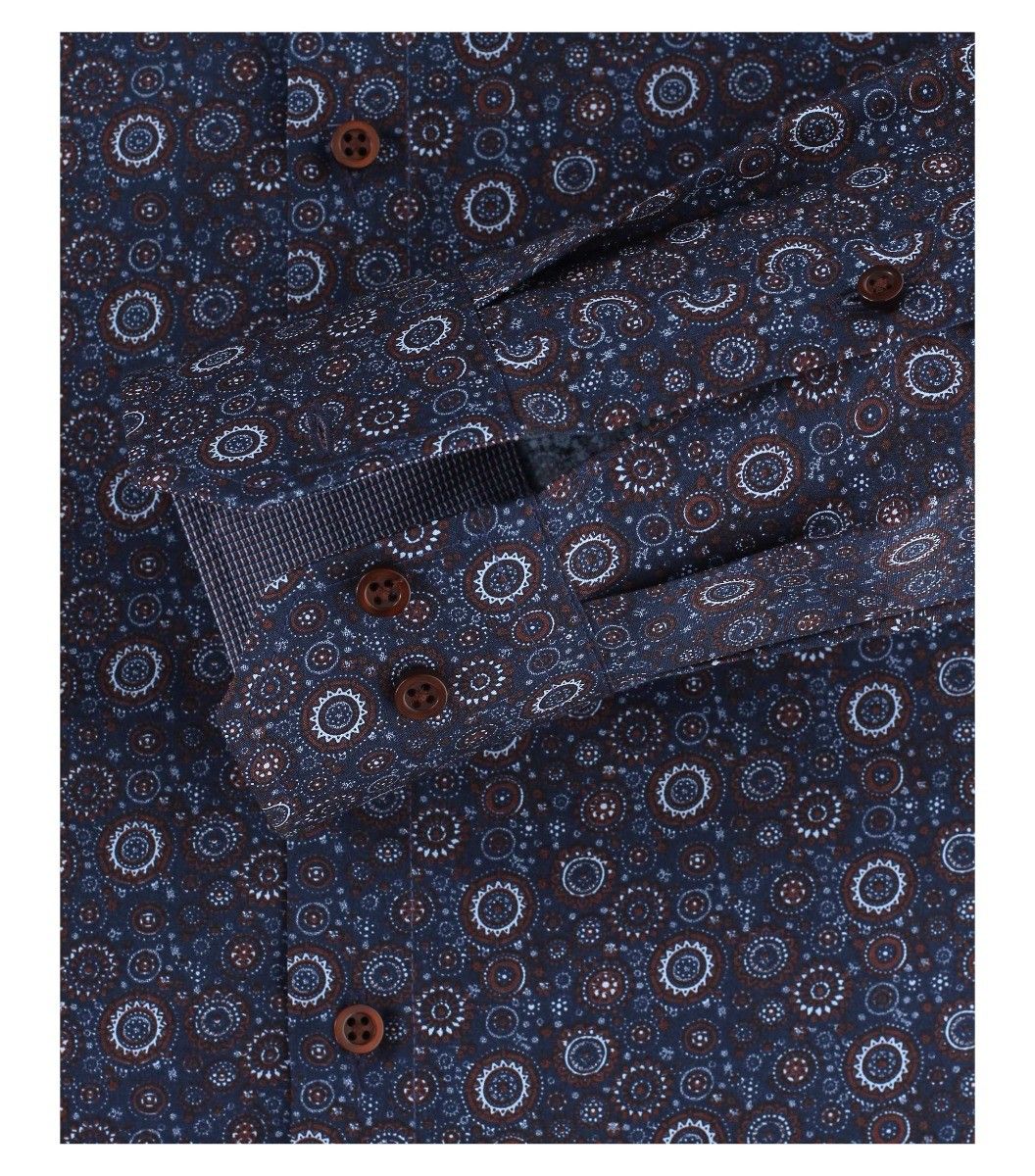 193318600-100 venti navy bruin print overhemd